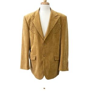 Inserch‎ Sport Jacket Mens XL Tan Gold Western Velvet Corduroy Velvet Blazer